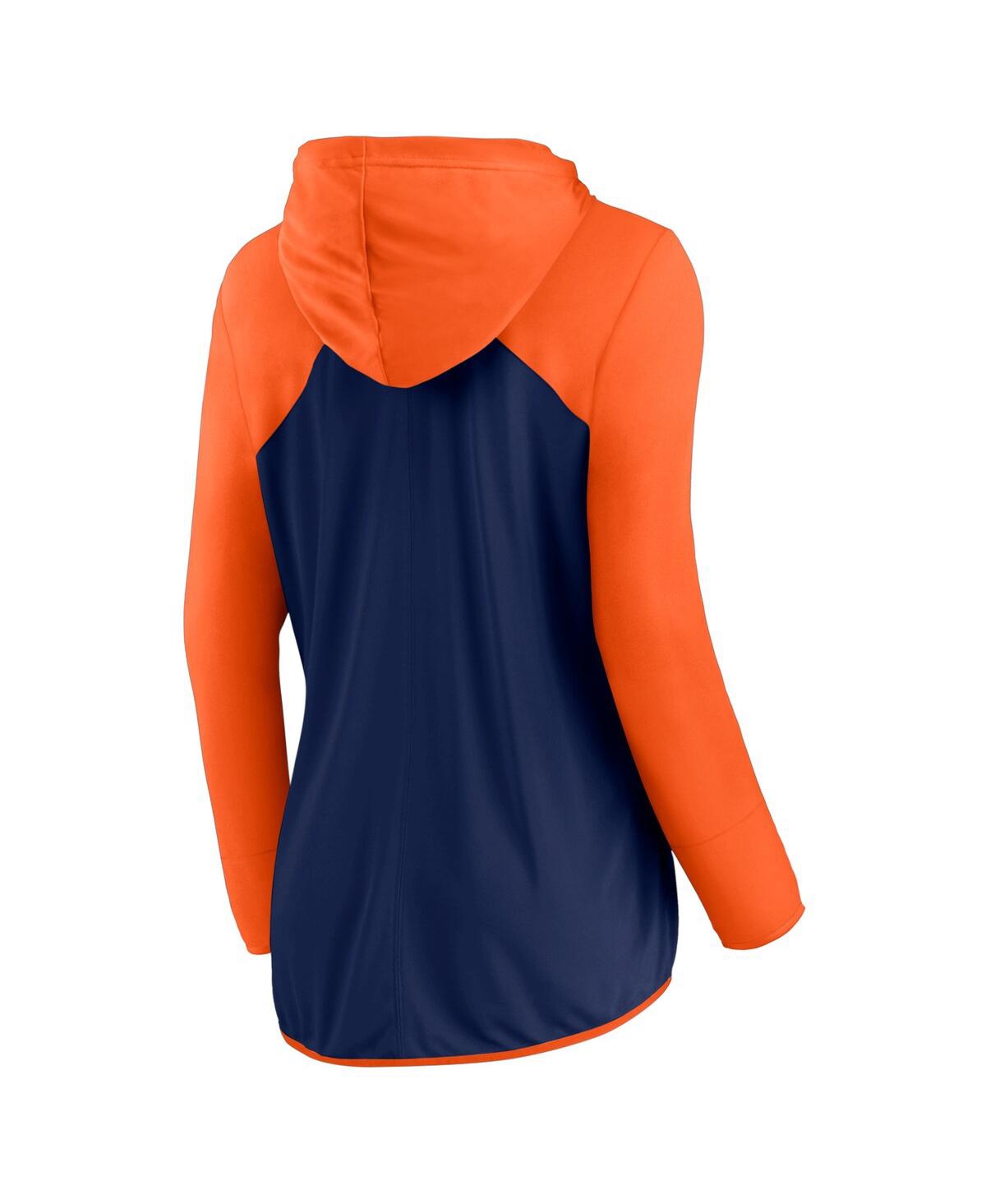 Fanatics Women's Navy/orange Houston Astros Script Sleeve Full-zip Hoodie In Navy,orange