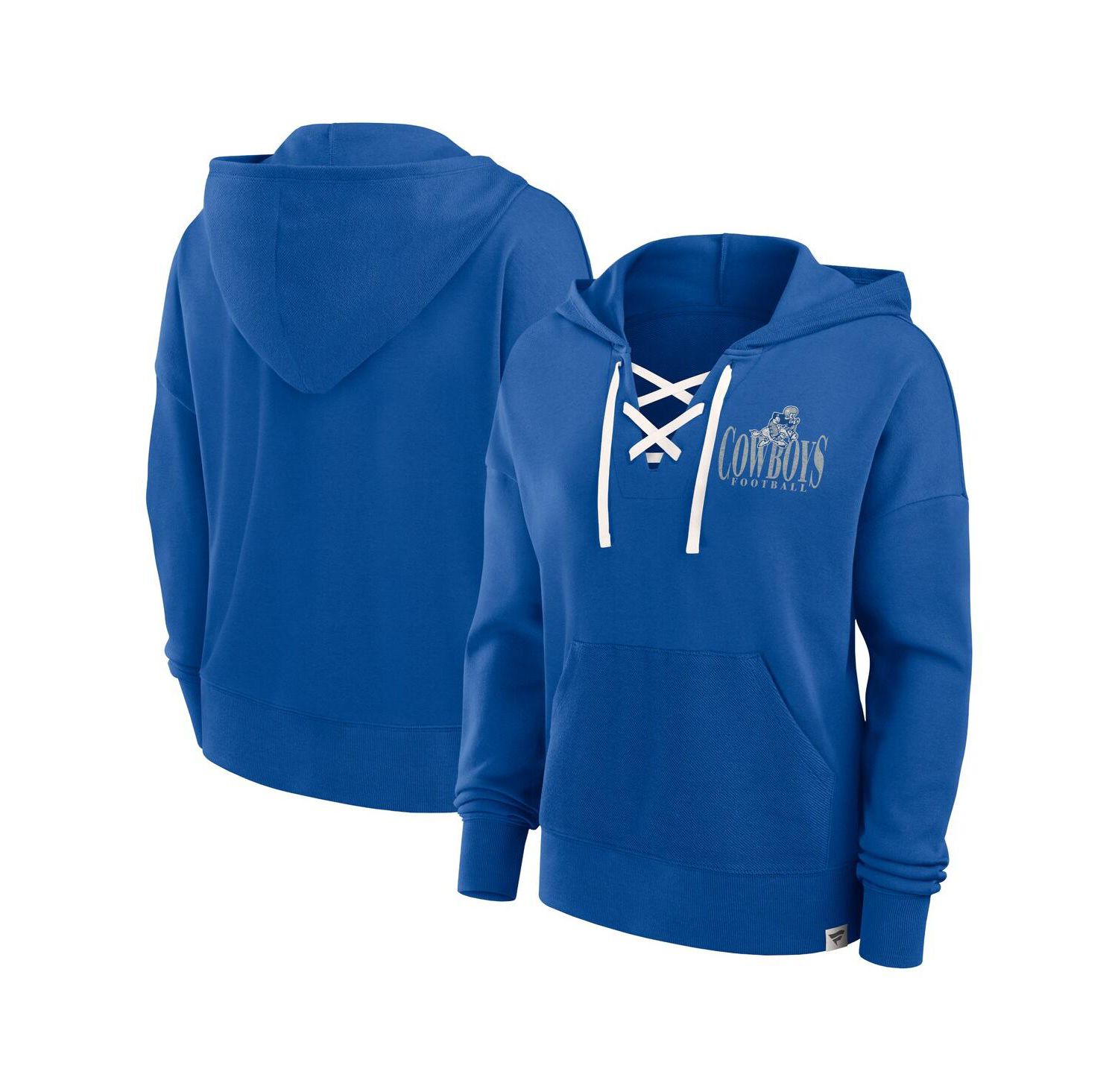 Women's Royal Dallas Cowboys Blitz Left Lace-Up Pullover Hoodie