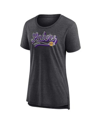 Women's Heather Charcoal Los Angeles Lakers League Leader Tri-Blend T-Shirt