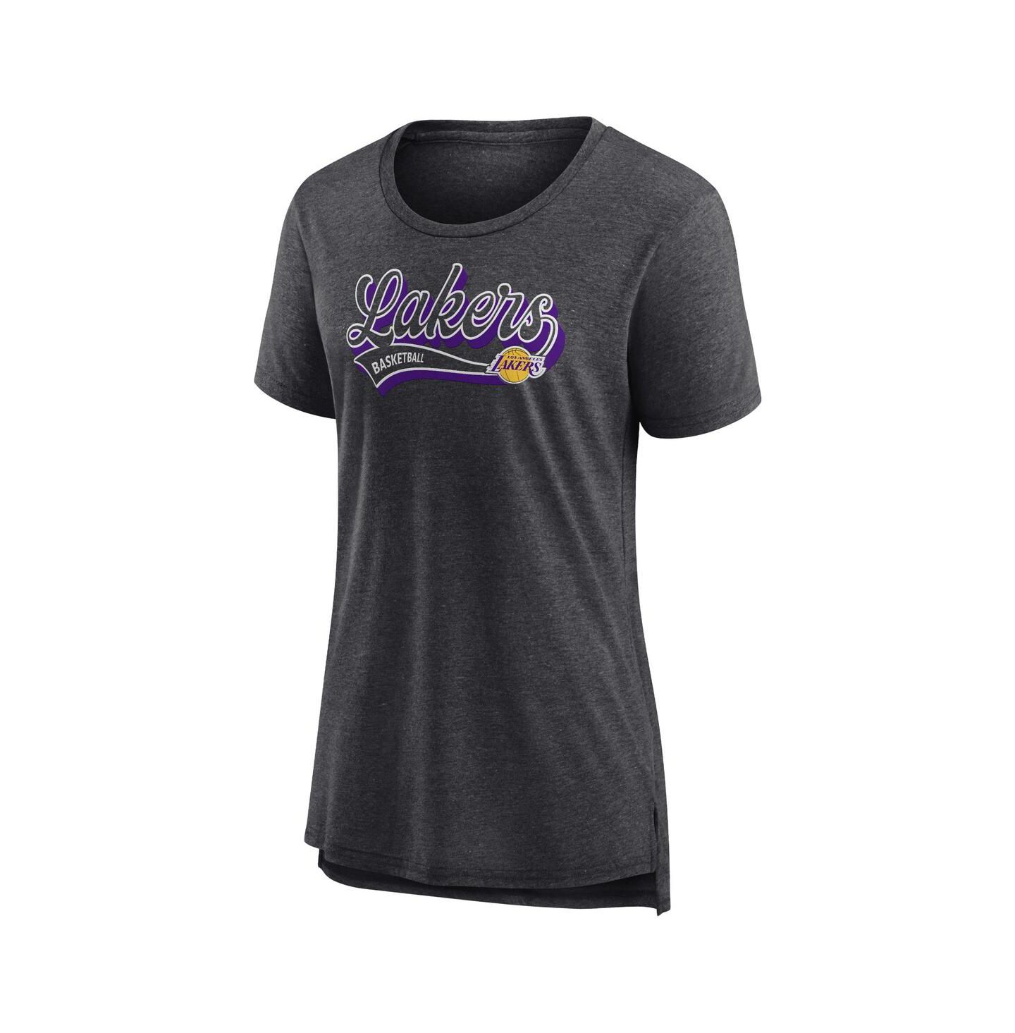 Женская футболка Fanatics Heather Charcoal Los Angeles Lakers League Leader Tri-Blend — фото 3