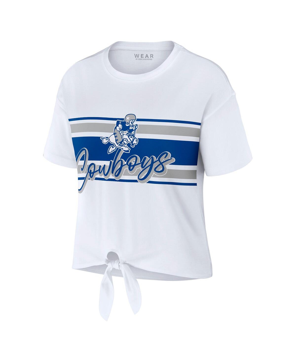 Wear By Erin Andrews Women's White Dallas Cowboys Front Tie Retro T-shirt In White