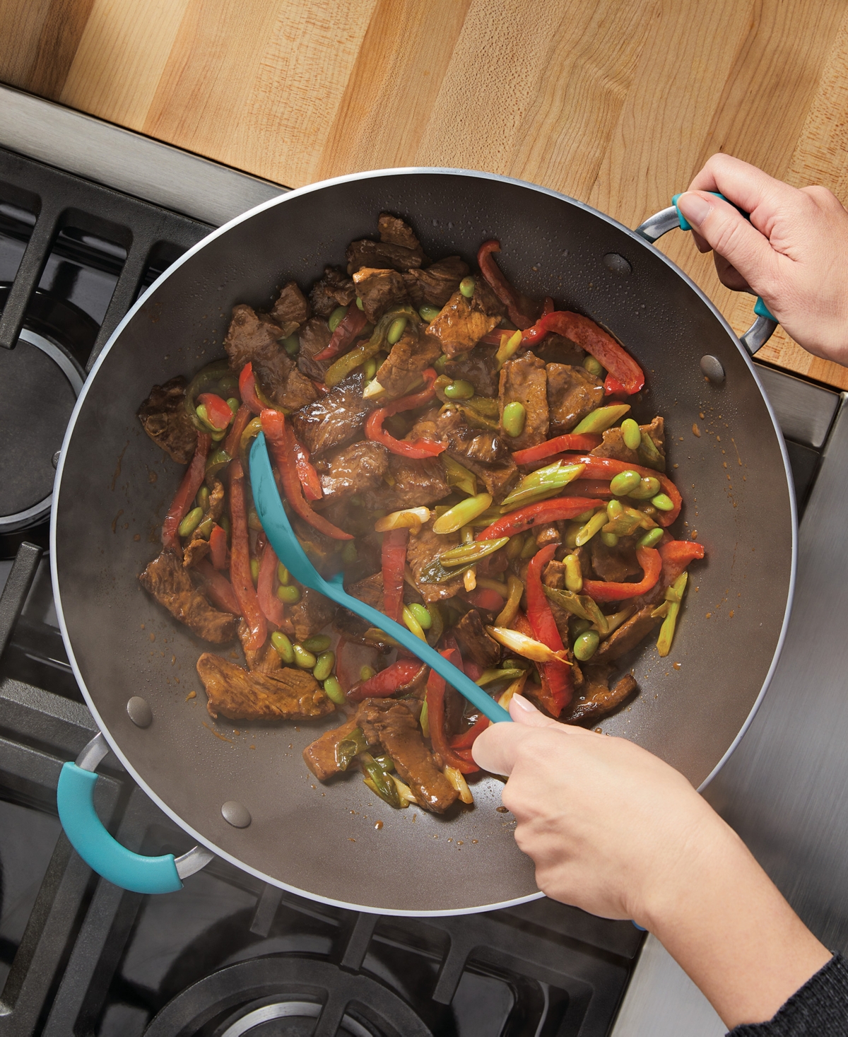 Rachael Ray Cook + Create 14" Nonstick Wok In Agave Blue