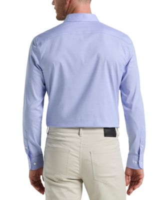 Men's Slim Fit Long Sleeve Button-Front Dobby Cotton Shirt