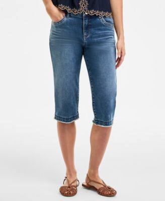 Women's "Ab" Solution Skimmer Frayed Cropped Jeans