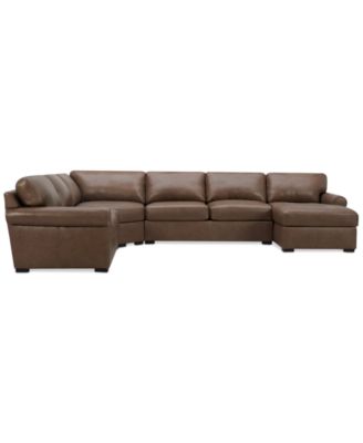Radley Roll Arm 152" 5-Pc. Leather Wedge Corner Chaise Sectional, Exclusively at Macy's