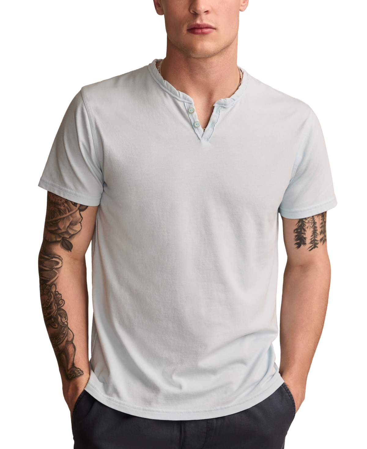 Men's Venice Burnout Notch Neck Tee T-shirts - Golden Brown