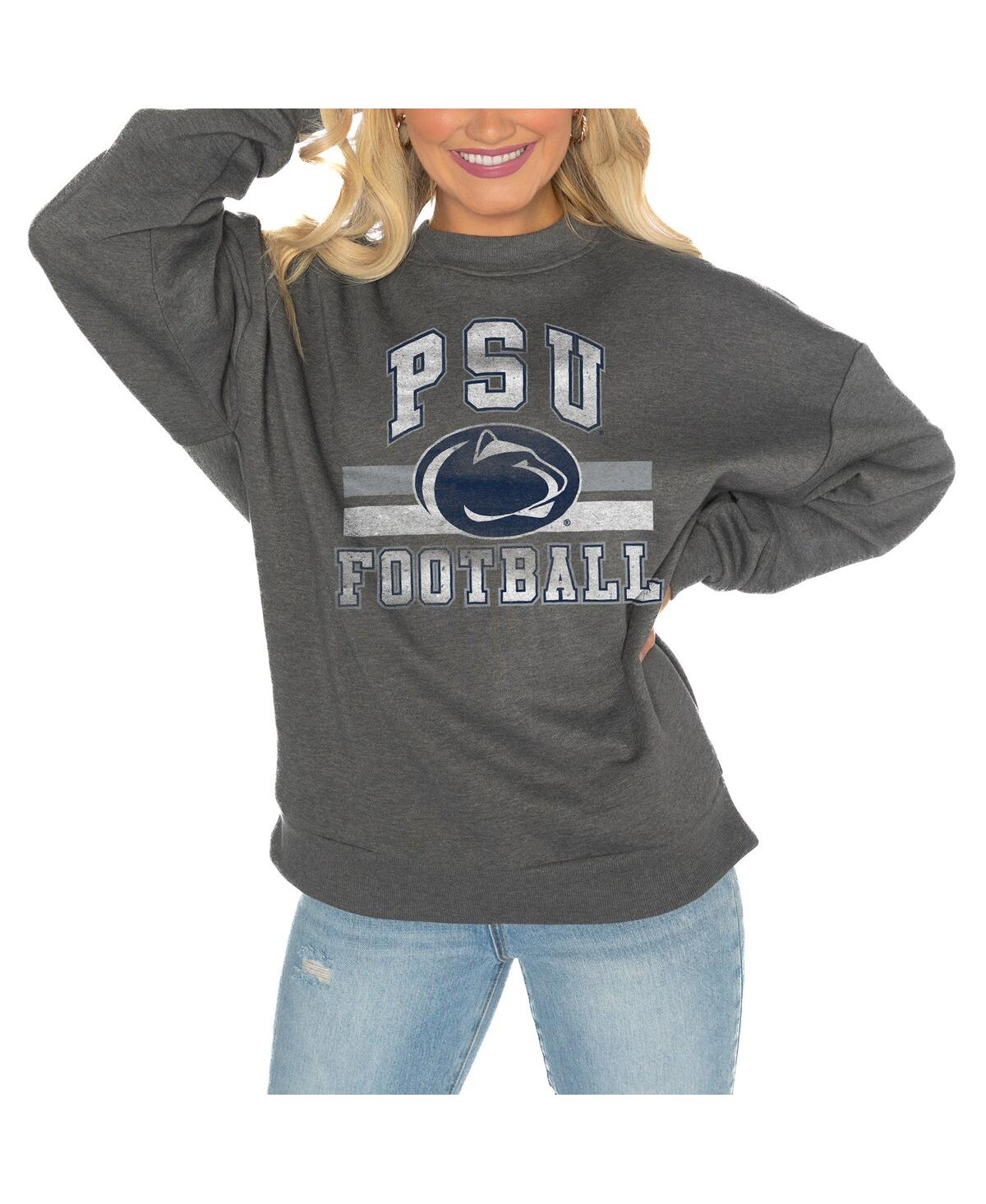 Shop Gameday Couture Women's Charcoal Penn State Nittany Lions Good Vibes Premium Fleece Drop Shoulder Pullover Sweatshir