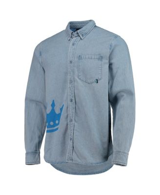 Men's Blue Charlotte FC Denim Button-Down Long Sleeve Shirt