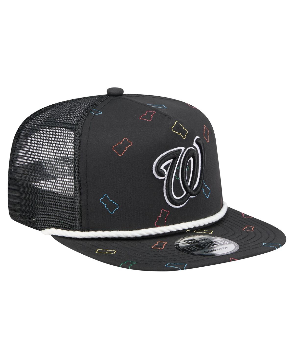 NEW ERA MEN'S BLACK WASHINGTON NATIONALS GUMMY GOLFER TRUCKER ADJUSTABLE HAT 