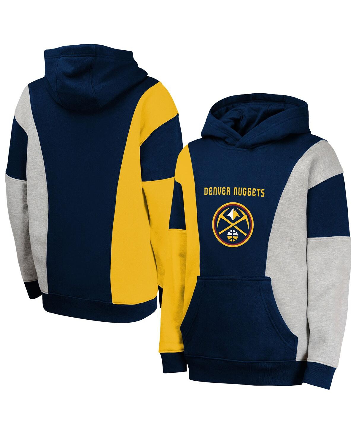 Shop Outerstuff Big Boys And Girls Navy Denver Nuggets Ace In The Hole Pullover Hoodie