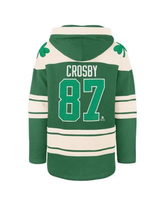 Men's Sidney Crosby Kelly Green Pittsburgh Penguins St. Patrick's Day Player Name Number Lacer Pullover Hoodie