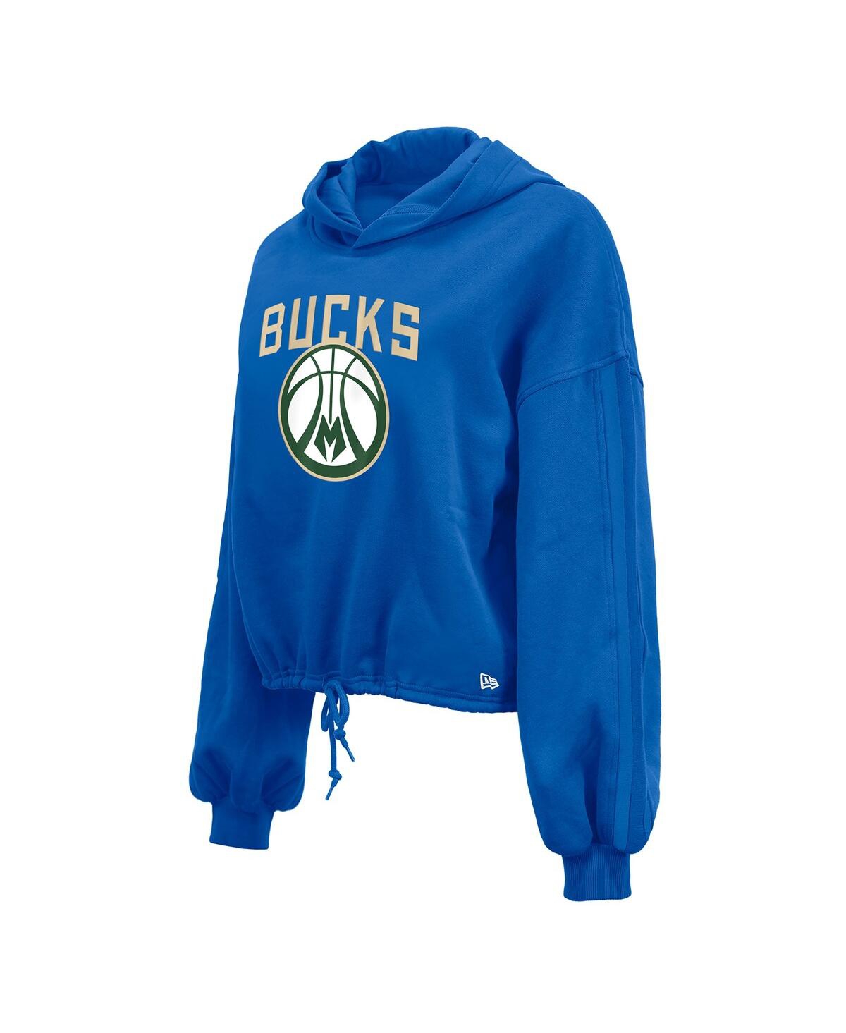 NEW ERA WOMEN'S ROYAL MILWAUKEE BUCKS 2024/25 CITY EDITION CROPPED PULLOVER HOODIE 