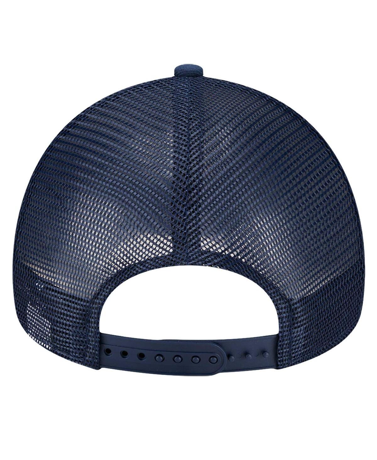NEW ERA MEN'S NAVY/LIGHT BLUE MEMPHIS GRIZZLIES TIP OFF A-FRAME TRUCKER 9FORTY ADJUSTABLE HAT 