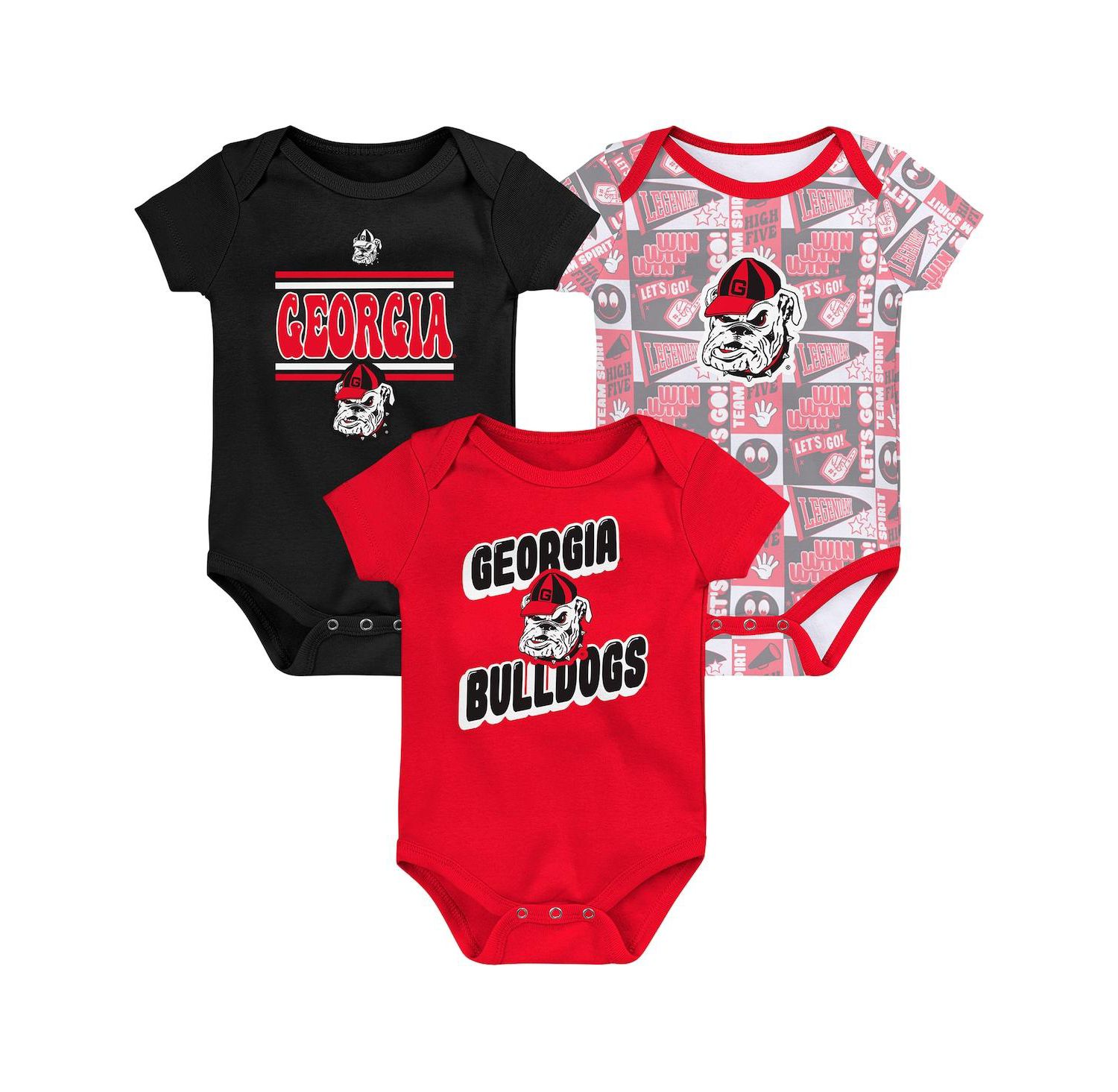 Baby Boys and Girls 3-Pack Georgia Bulldogs Sunday Comics Bodysuit Set