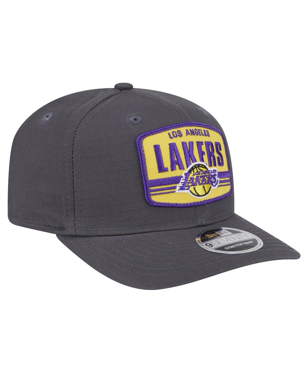 NEW ERA MEN'S GRAPHITE LOS ANGELES LAKERS TEAM ELEVATED PATCH 9SEVENTY ADJUSTABLE HAT 