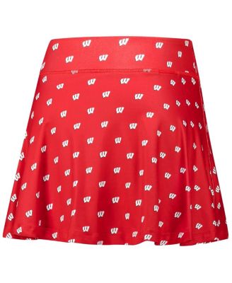 Women's Red Wisconsin Badgers Allover Print Flowy Skirt