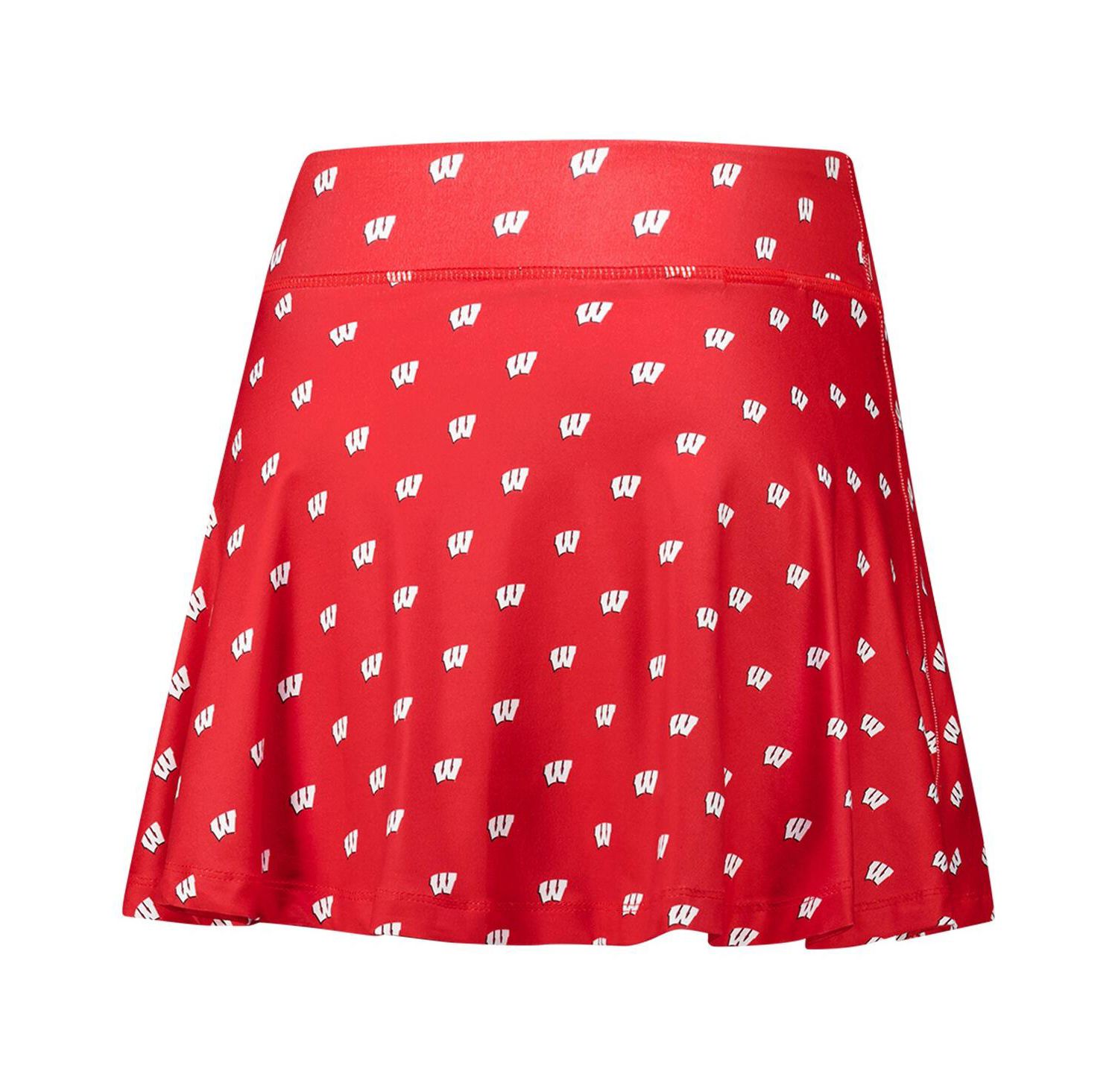 Women's Red Wisconsin Badgers Allover Print Flowy Skirt