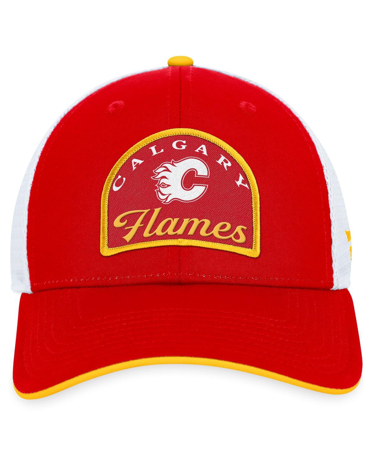 Fanatics Men's Red/white Calgary Flames Fundamental Adjustable Hat In Red,white