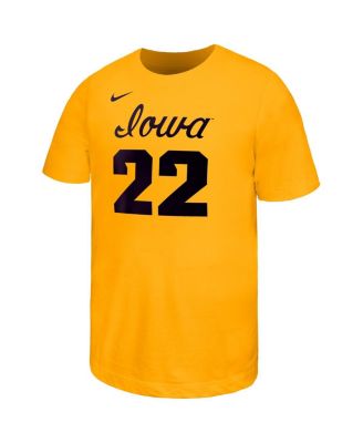 Big Boys and Girls Caitlin Clark Gold Iowa Hawkeyes Retired Player Name Number Core T-Shirt