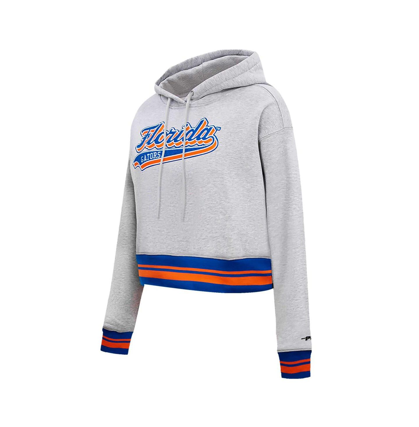 Женское худи Pro Standard Heather Gray Florida Gators Script Tail Fleece Cropped Pullover — фото 5