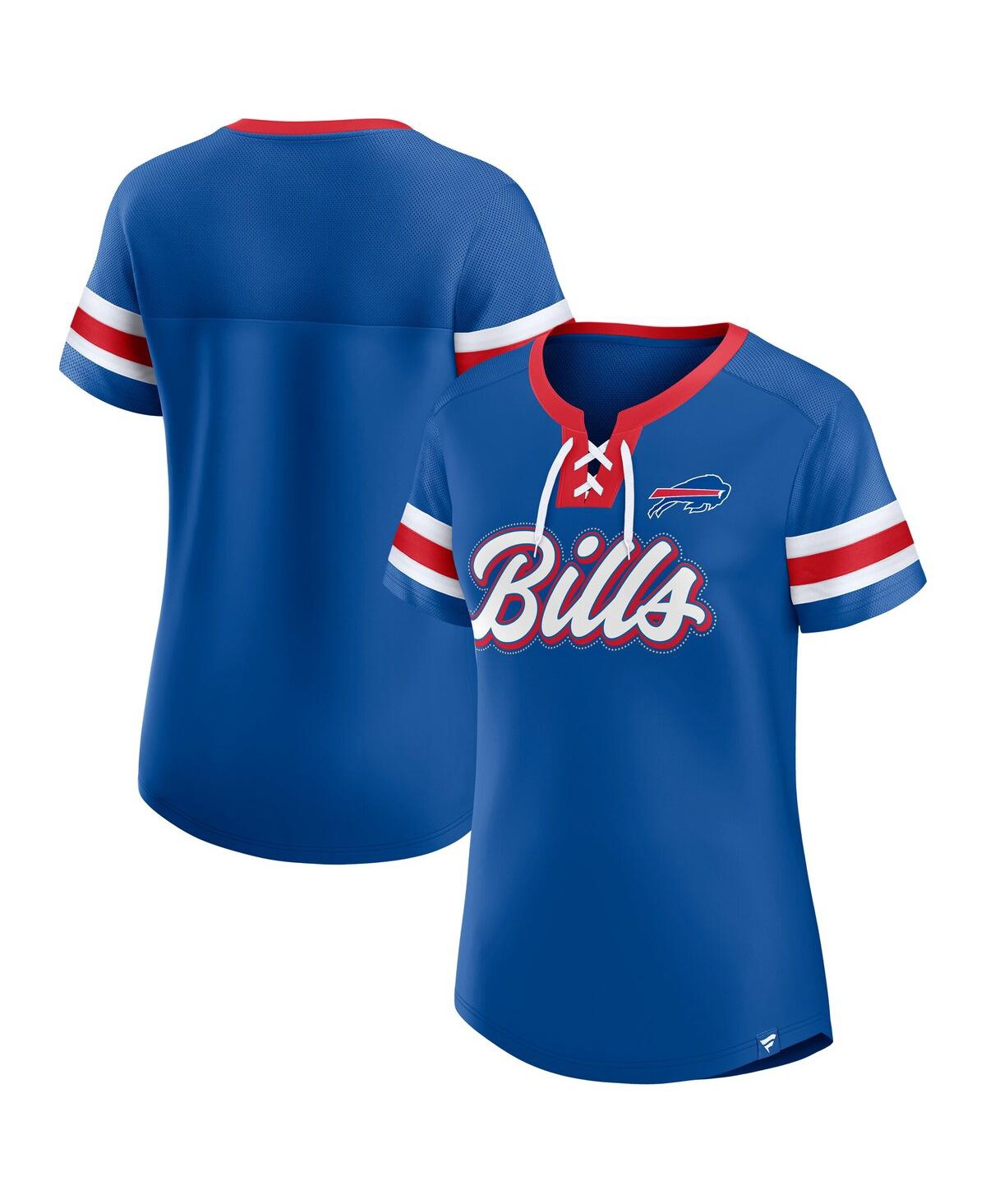 Fanatics Women's Royal Buffalo Bills Iconic Bling Athena Lace-up V-neck T-shirt In Royal