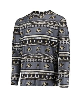 Men's Black Colorado Buffaloes Ugly Sweater Long Sleeve T-Shirt and Pants Sleep Set