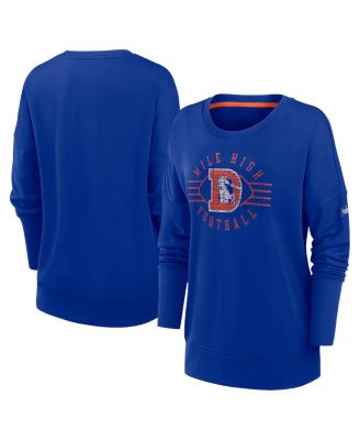 Nike - Women's  Royal Denver Broncos Rewind Playback Icon Performance Pullover Sweatshirt
