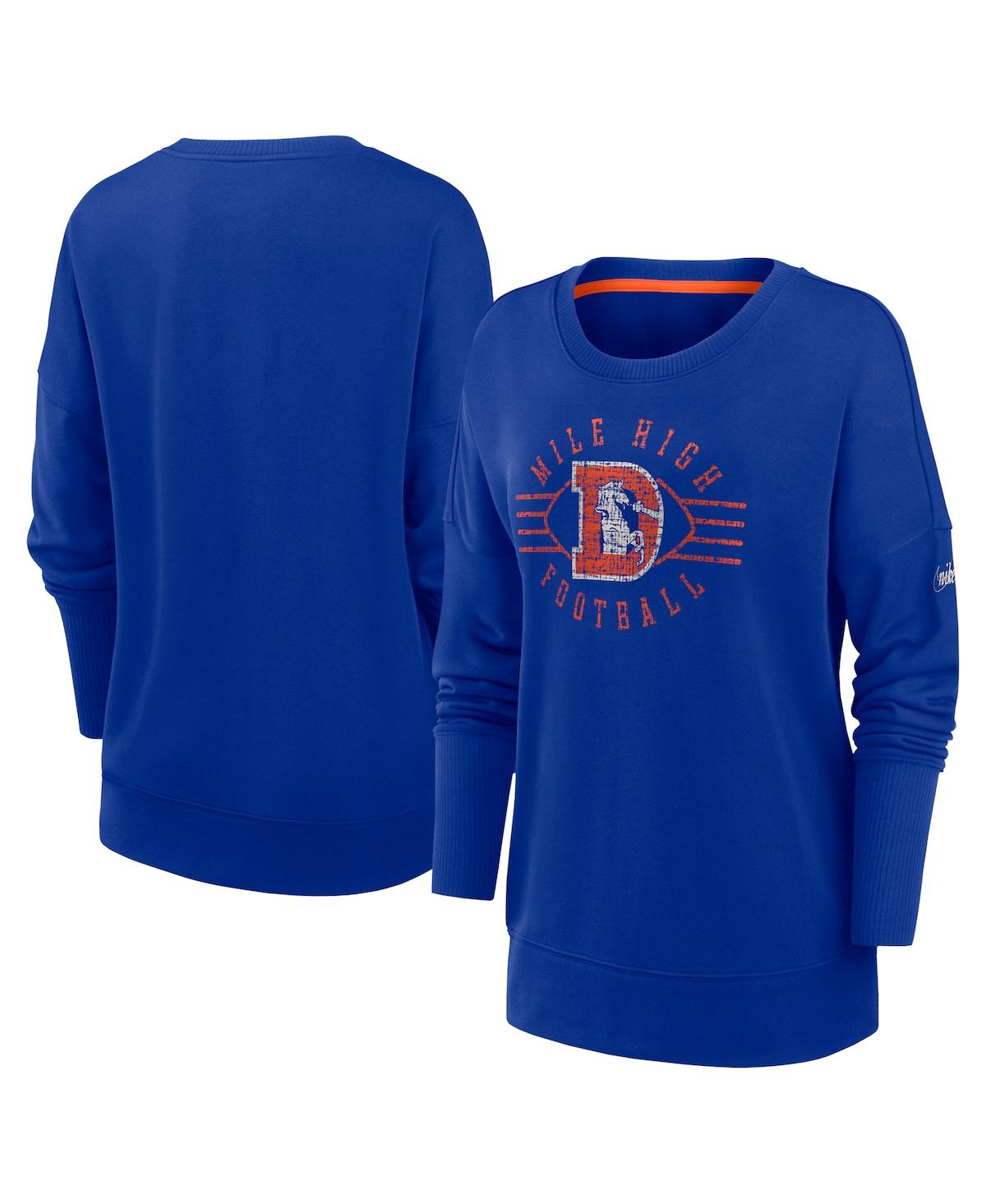 Nike Women's Royal Denver Broncos Rewind Playback Icon Performance Pullover Sweatshirt In Royal