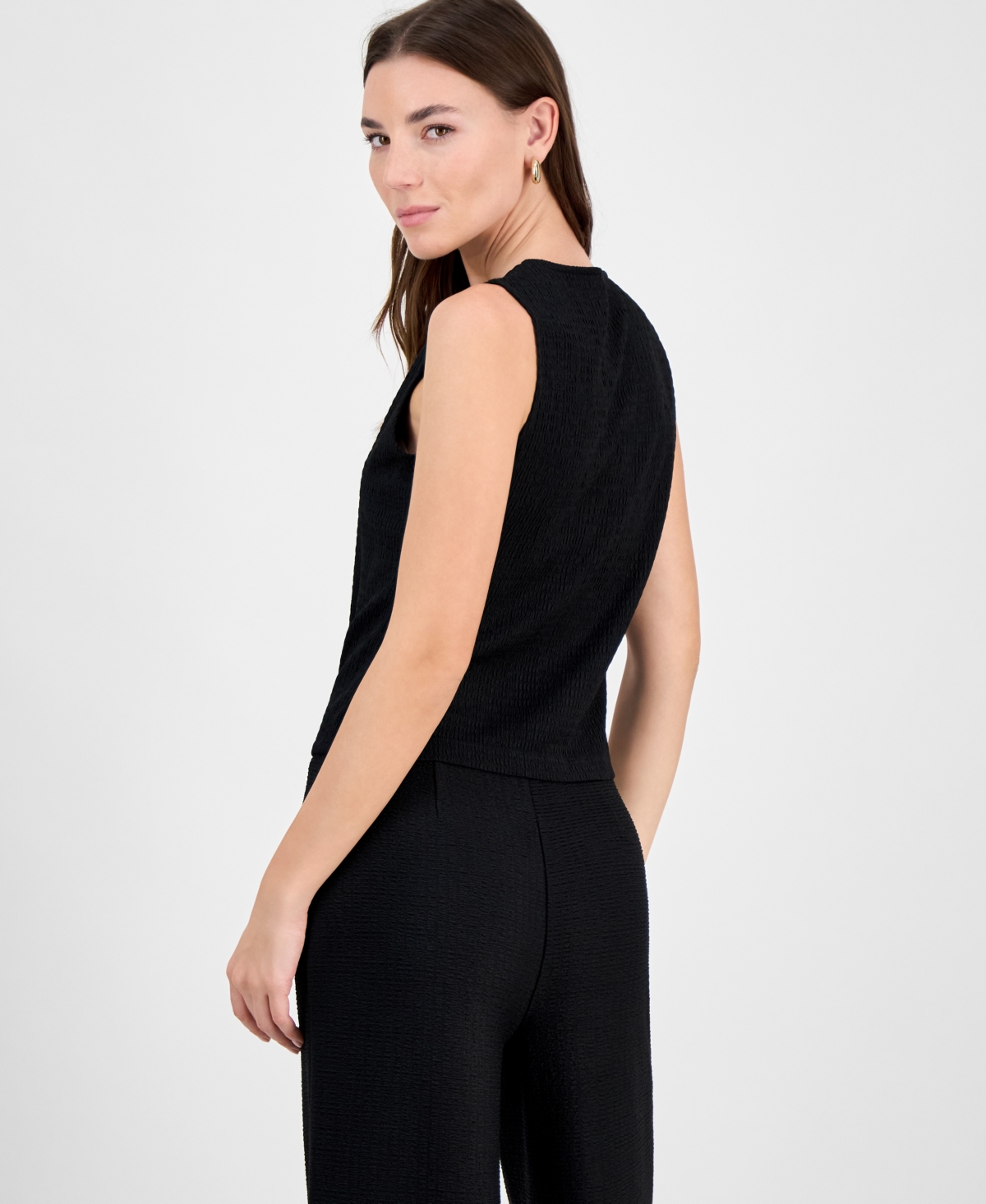 Bar Iii Women's Textured Knit V-neck Button-front Vest, Exclusively At Macy's