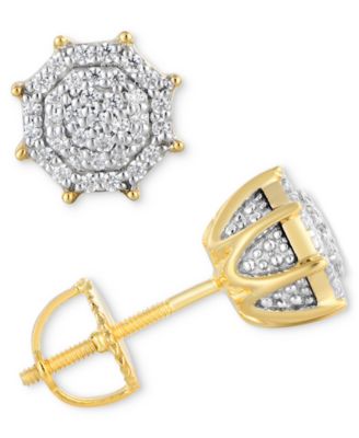 Men's Diamond Octagon Cluster Stud Earrings (1/4 ct. t.w.) in 10k gold