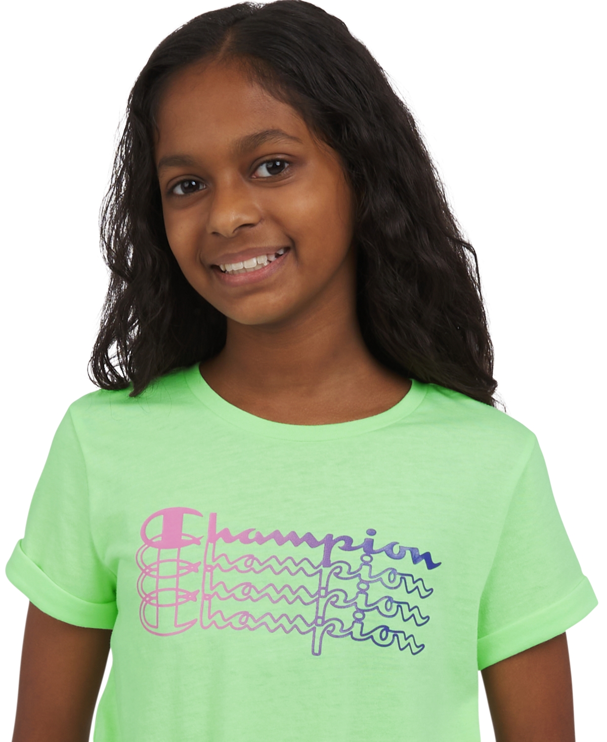 CHAMPION BIG GIRLS TIE-FRONT LOGO T-SHIRT 