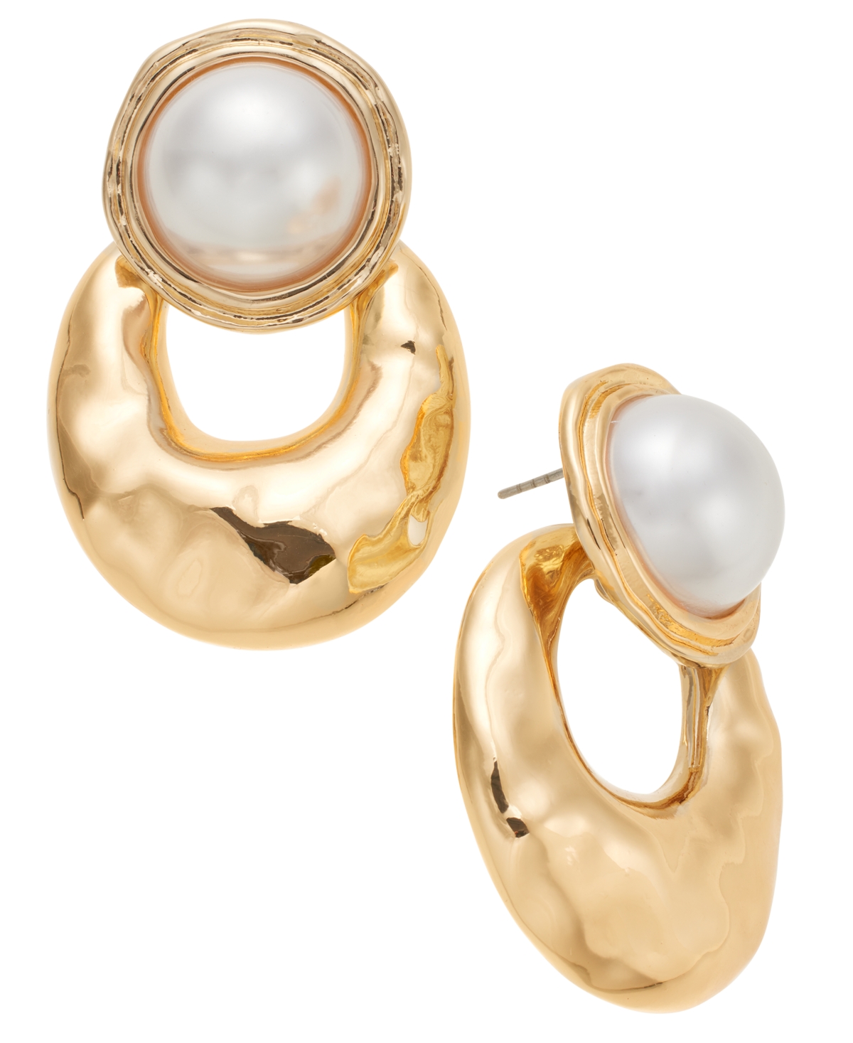 Gold-Tone Imitation Pearl Sculptural Drop Earrings, Exclusively at Macy's - Yellow
