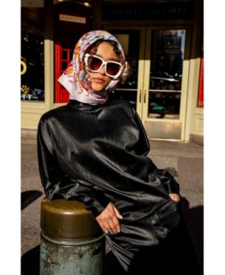 Double Sided Wool Silk Scarf Of Pink Blossom Jungle