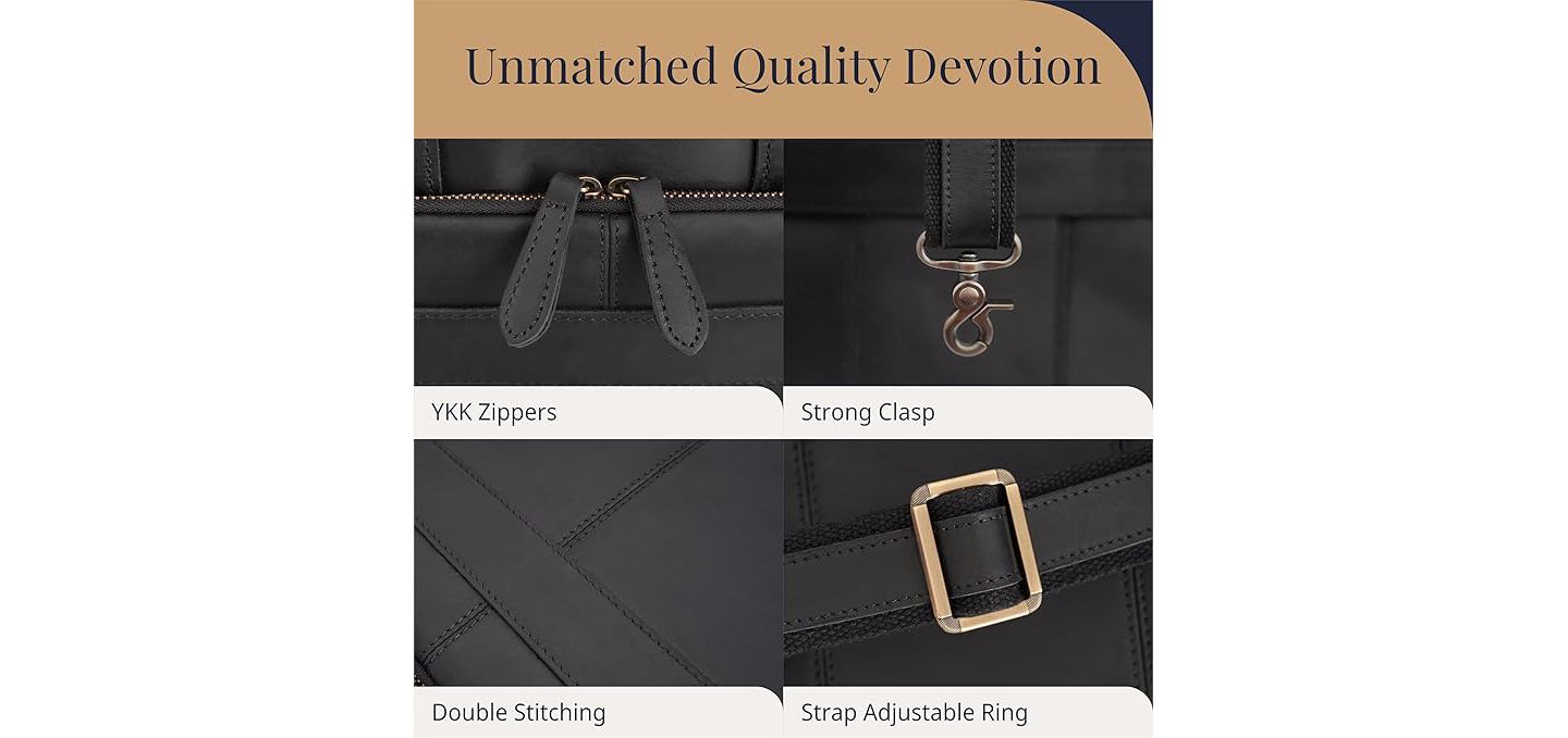 Сумка Luxorro Slim Leather Briefcase - Sleek and Elegant - Perfect for Daily Usage, цвет: Чёрный — фото 5