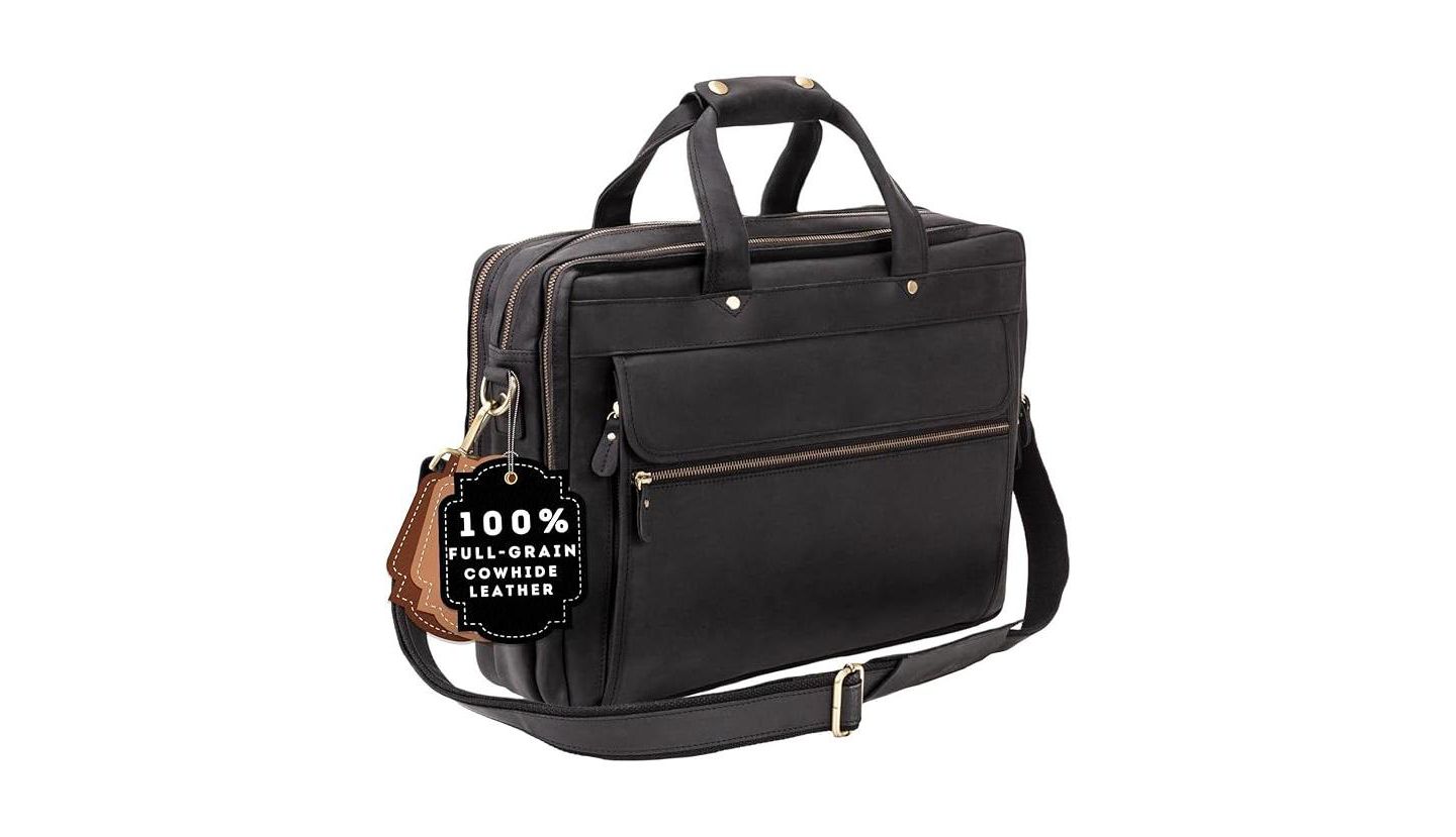 Сумка Luxorro Large Leather Briefcase - Large Capacity and Elegant - Perfect for Daily Usage, цвет: Чёрный — фото 1