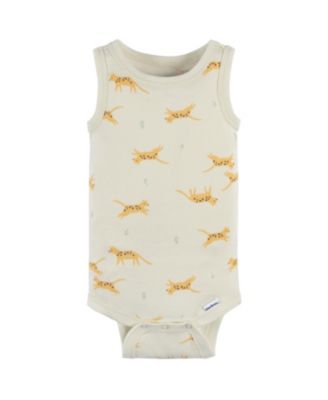 Baby Neutral Ivory Safari Sleeveless 4-Pack Onesies Bodysuits