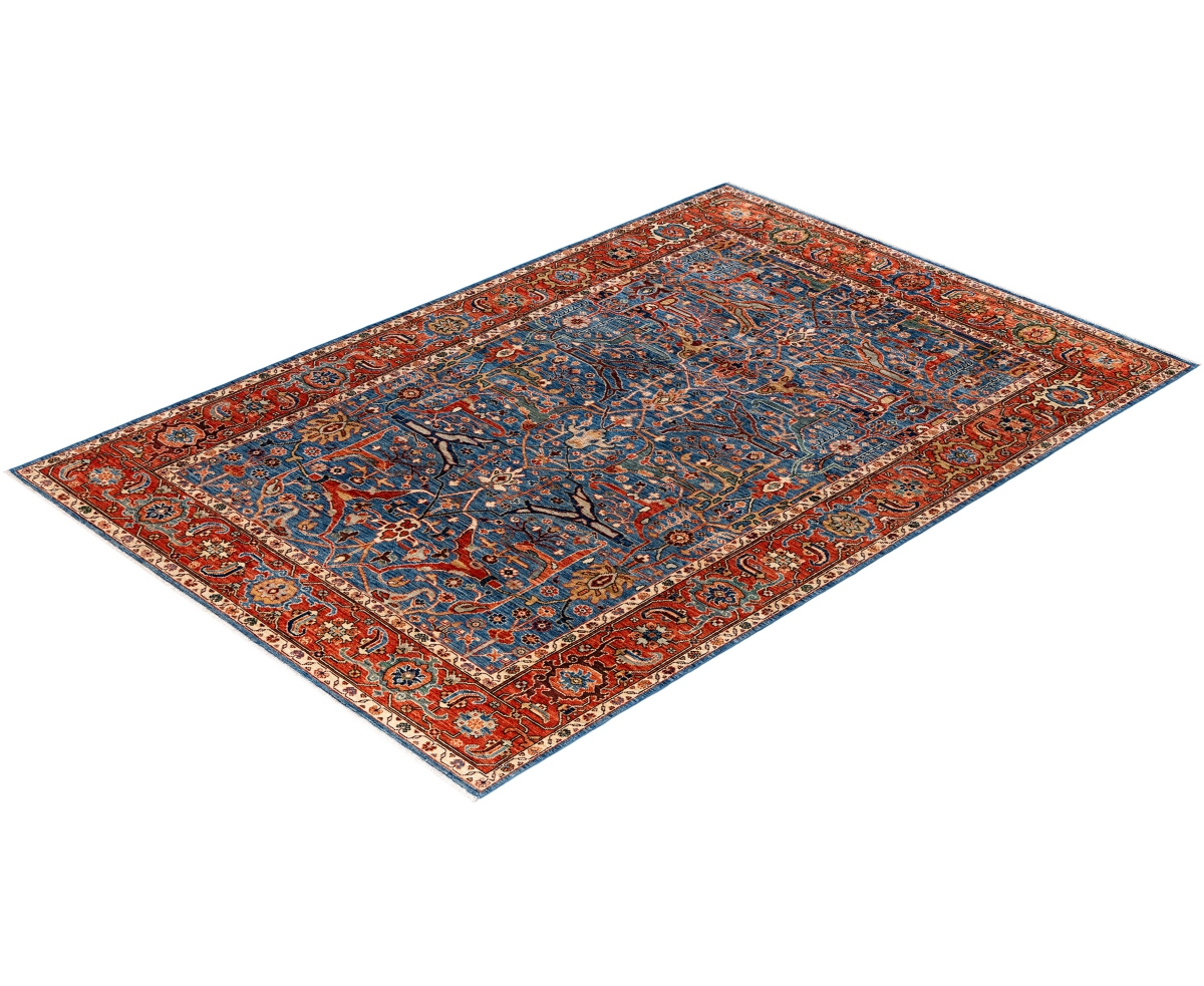 Adorn Hand Woven Rugs Serapi M1945 6'1''x9' Area Rug In Light Blue