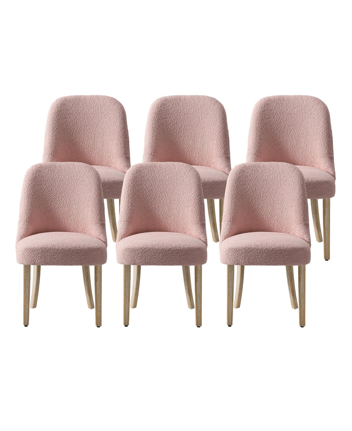 Mid-Century Modern Upholstered Boucle Dining Chair (Set of 6)