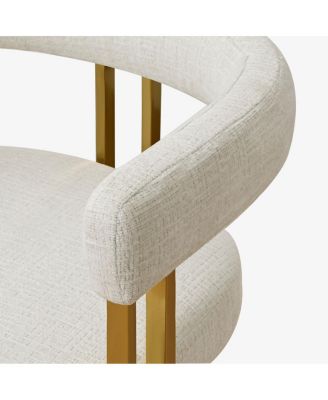 Set of 2 Counter Height Stools, 25" Upholstered Chairs with Gold Metal Legs, Curved Back & Armrests-Maison Boucle