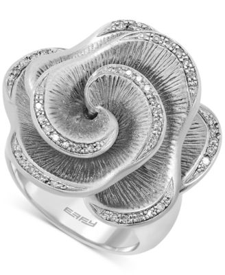 EFFY Collection - Diamond Open Flower Ring (1/6 ct. t.w.) in Sterling Silver