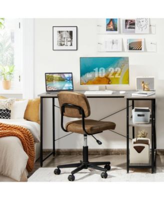 48 Inch Reversible L Shaped Computer Desk with Adjustable Shelf