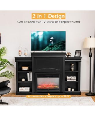 70 Inch Modern Fireplace Media Entertainment Center with Bookcase