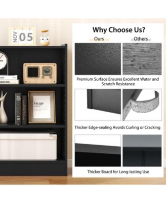 3-Tier Bookcase Open Display Rack Cabinet with Adjustable Shelves