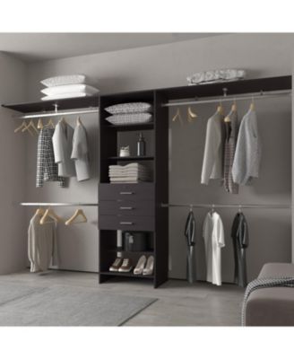Geek Modular Closet Organizer System with Hanging Rods, Shelves, and Drawers , White