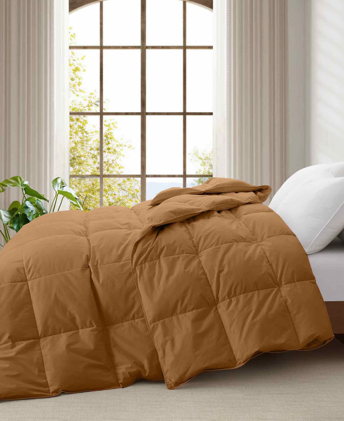 Unikome All Season Goose Down Comforter, King In Brown