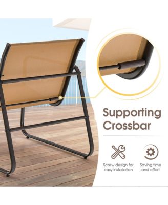 3 Pieces Patio Conversation Set Outdoor Metal Chair & Table Tempered Glass Top