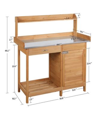 Outdoor Garden Potting Bench Table with Storage Shelf
