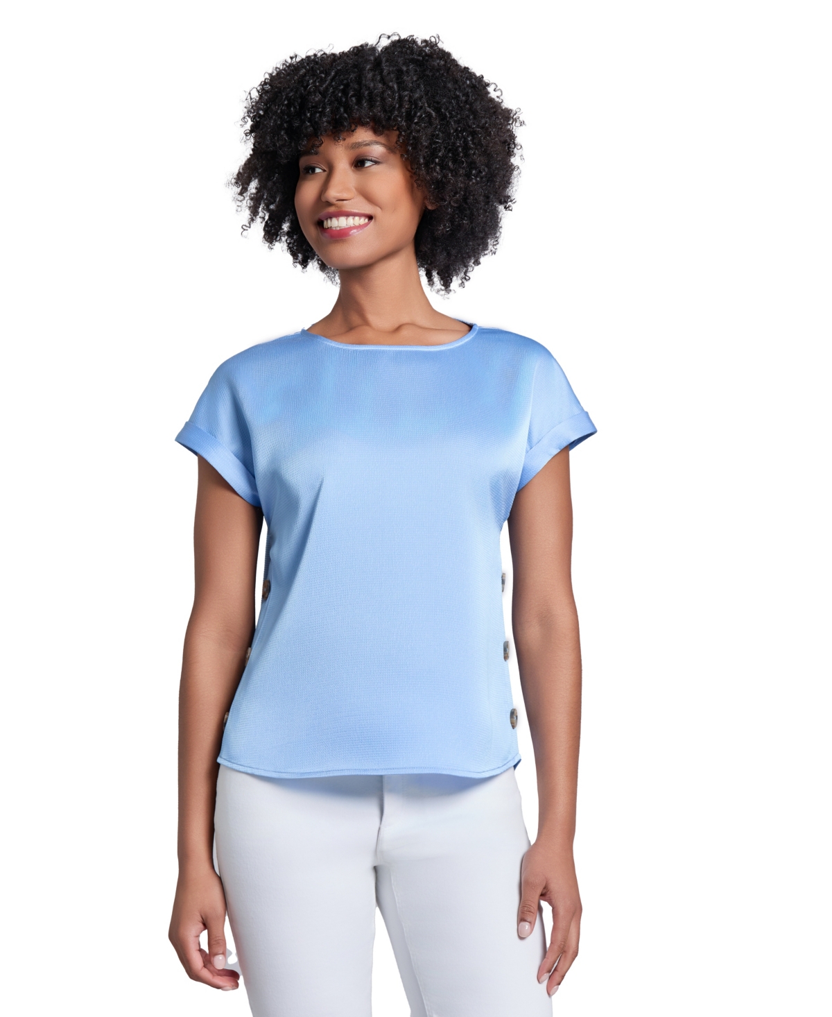 Women's Side-Button Short-Sleeve Top - Pacific Navy