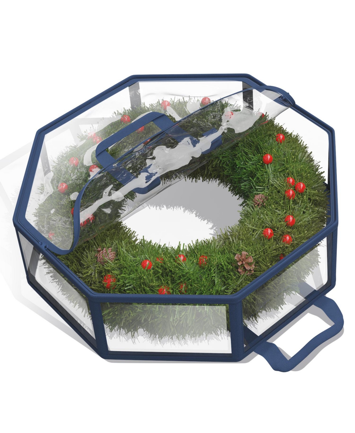 Wreath Storage Container - Clear Christmas Wreath Storage Bag, Dual Zipper and Handles - 24" Premium Wreath Storage Organizer Box - 2 Pack