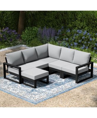 6-Piece Outdoor Patio Corner Sectional Sofa Conversation Set